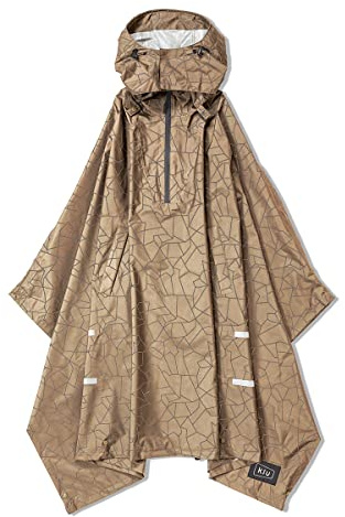 KiU K203-271 Bicycle Rainwear, Waterproof, Bike Poncho, Type A, Crack Beige, Men's, Women's, Storage Bag Included, One Size Fits Most