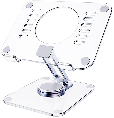 Acryl Kochbuch Lehrbuch Schreibtisch Stand 360° Drehbar Einstellbar Faltbar Display Buchhalter für Rezept Magazin Tablet Laptop