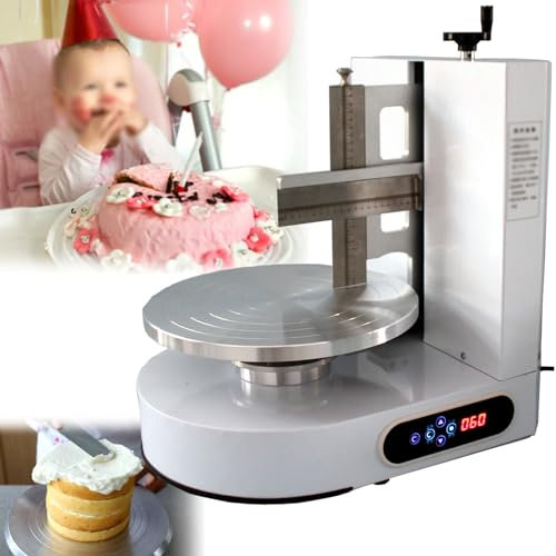 Hydravex Birthday Cake Baking Tools, 4-12Inch Automatic Cake Cream Spreading Coating Smearing Machine, Adjustable Cake Icing Smoother Tool for Cake Bread Buttercream Decoration,White