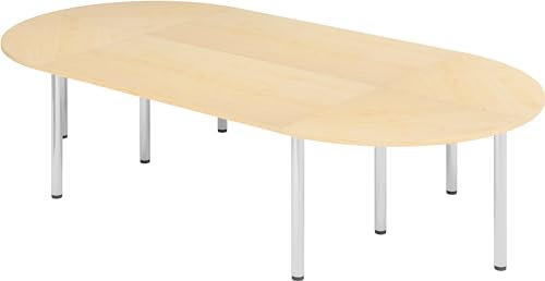 bümö Konferenztisch oval 320x160 cm großer Besprechungstisch in Ahorn, Besprechungstisch mit Chromfüßen, Meetingtisch für 8 Personen, Tisch für Besprechungsraum & Meeting