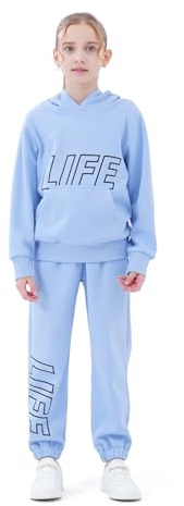 NATUST Kids Tracksuit Hoodie with Jogger Sweatpants Sports Activewear Set Girls Boys Blue 13 Years (manufacturers's size: 160)
