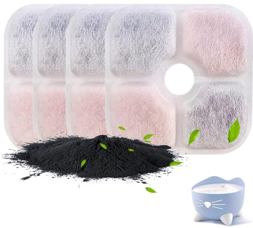 jatimdotin Filtro de Fuente para Gatos con Triple Filtración - 4 Piezas de Carbón Activado de Algodón y Resina - Compatible con PIXI 2,5L Bebederos
