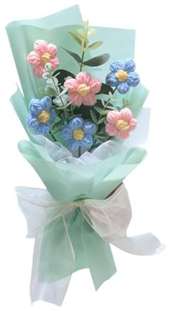 FytStycale Häkelblumen Bouquet Geschenkdekor für Geburtstag Thanksgiving Valentinstag