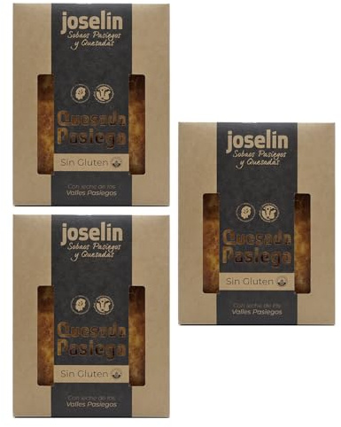 Joselín Quesada Mediana Pasiega SIN GLUTEN, Envasada al Vacío en Bandeja de Aluminio 500 gr (Pack de 3)