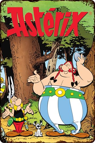 LUCKYLINDE - Cartel retro de chapa, Asterix y Obelix, serie de cómics franceses, 20 x 30 cm (Asterix y Obelix en el bosque)
