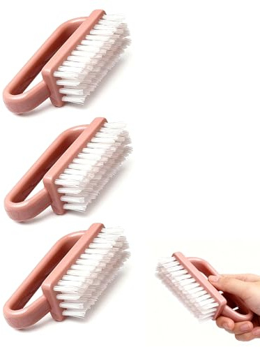 Xynovate 3 PCS Spazzola Per Unghie, Maniglia Grip Pennello per Unghie, Lavaggio di Mani Spazzolino per Unghie Per Pulizia E Pulizia Delle Unghie, Pennelli per Pedicure(Pink)