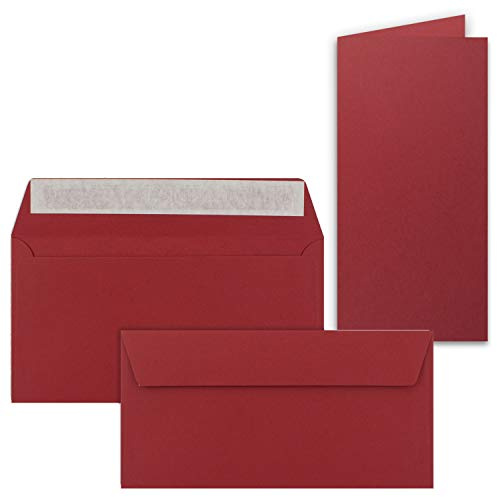 25x Faltkarten SET mit Brief-Umschlägen Dunkel-Rot (Rot) - DIN Lang - 21 x 10,5 cm - Premium Qualität - FarbenFroh® von GUSTAV NEUSER®