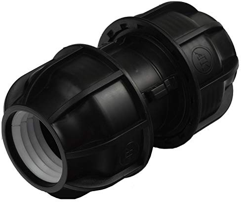 Agora-Tec PE Fitting Rohr Verbinder 40mm auf 40mm für PE-Rohr 40 mm, SCHWARZ, Polypropylen, 1 Stück