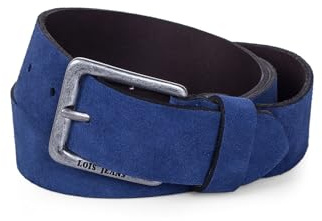 Lois - Gürtel Herren Damen, Damen Suede belt, Velour Leather Belt, Echtledergürtel Mens Belts Samtleder 35 mm breit, Blau