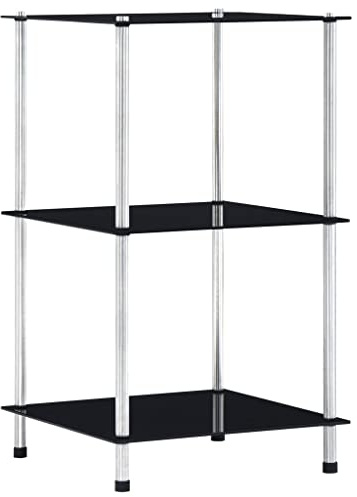 vidaXL Regal mit 3 Ablagen Schwarz 40x40x67 cm Hartglas