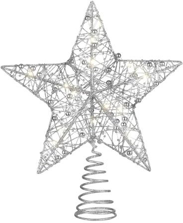STOBOK 25 X 30Cm Weihnachtsbaum Topper Stern Glitter Puder Baumkronenlicht Weihnachtsfeierdekoration (Silber)
