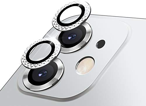 LucBuy Camera Lens Protector for iPhone 12/12 Mini, Premium HD Tempered Glass Aluminum Alloy Individual Ring Circle Lens Screen Cover Film,Easy Installation Lens Protector Sticker (Sparkling)