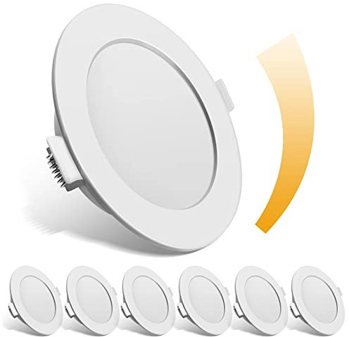 UKawhi LED Einbaustrahler Dimmbar 230V Deckenspots 6W Warmweiss 6er Set IP44 LED Spots Badleuchten Einbauleuchten 3000K für Wohnzimmer Badezimmer Einbautiefe 26mm