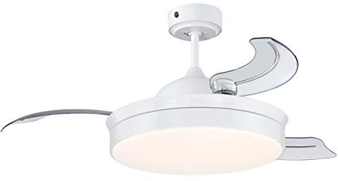 Westinghouse Lighting 73043 Ventilateur de plafond à LED avec télécommande et lampe LED Tori moderne, 105 cm, finition en blanc, verre opale dépoli, pales rétractables