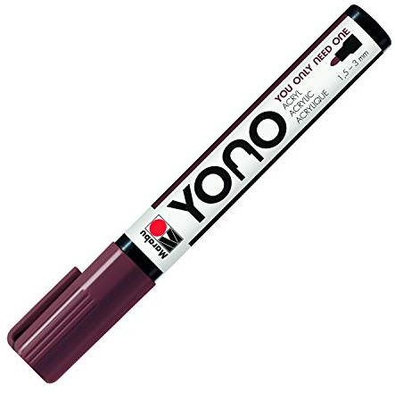 Marabu 12400103285 - YONO Marker, Braun 285, vielseitiger Acrylstift mit japanischer Rundspitze 1,5 - 3 mm, wasserbasiert, lichtecht und wasserfest, für nahezu alle Untergründe