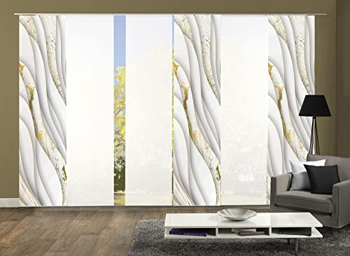 wohnfuehlidee 6er-Set Flächenvorhänge Marcia Blickdicht/halbtransparent, Höhe 245 cm, Gold