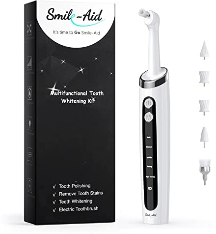Smile-Aid - Pulidor de dientes multifuncional, kit de blanqueamiento de dientes, mejor efecto blanqueador que el cepillo de dientes eléctrico, carga USB, resistente al agua
