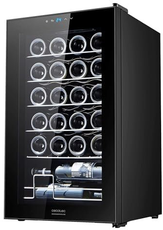 Cecotec Vinoteca Bolero Grandsommelier 2450 Black Compressor, 24 botellas de capacidad, Alto rendimiento, Silencioso, Temperatura a medida entre 5 y 18 ºC, Control táctl