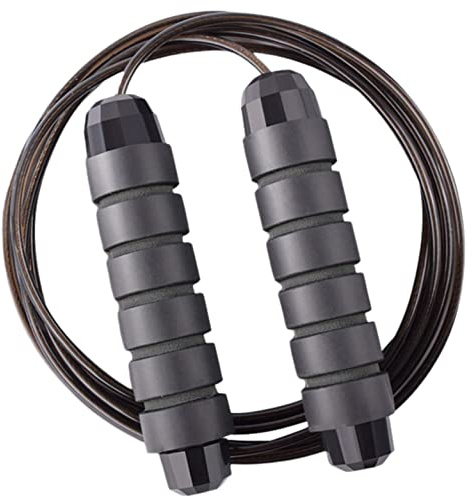 ONEGlobal Steel Reinforced Skipping Rope for Adults | Adjustable Tangle-Free Jump Rope with Comfortable Non-Slip EVA Foam Handle for Workouts, Boxing Exercises (Black)