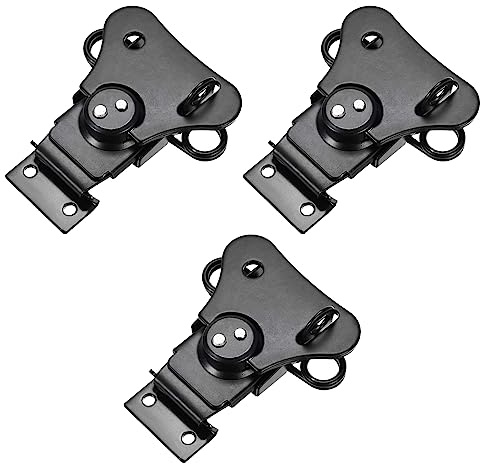 METALLIXITY Cierre de Mariposa de Resorte Cargado (65mm/2.56) 3 Piezas, Abrazaderas de Palanca de Cierre de Hierro con Recubrimiento de Llave - para Cajas de Madera, Negro