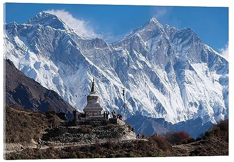 Posterlounge Tenzing Norgye Stupa & Mount Everest Acrylglasbild von John Woodworth 100 x 70 cm Wandbilder Wanddeko