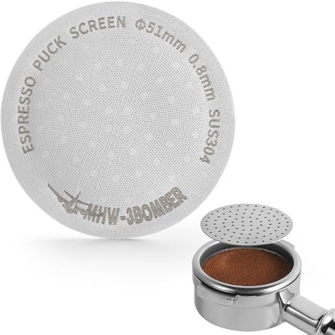 MHW-3BOMBER 51mm Espresso Puck Screen Metal Coffee Filter Reusable Espresso Filters for 51mm Portafilter Basket 0.8mm Thickness FG5580S-OS