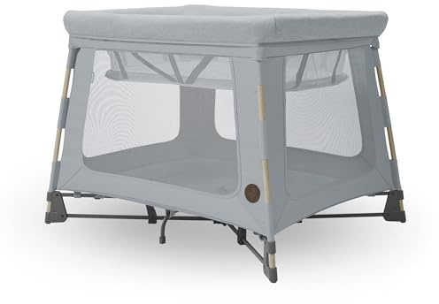 Maxi-Cosi Swift 3-in-1 Reisebett Baby, Babywiege, 0–3,5 Jahre, bis zu 15 kg, Reisebett höhenverstellbar, 2-in-1-Matratze, ultraleicht, in 1 Sekunde klappbar, Reisetasche, Eco Care, Beyond Grey