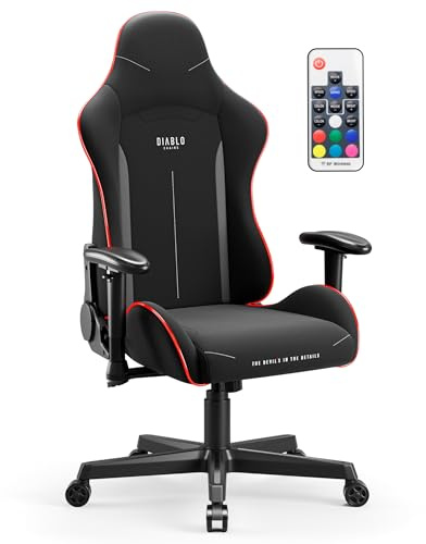 Diablo Gamingstol X-St4rter | Tygöverdrag, Justering av Armstöd, Vridningsmekanism, Kontorsstol upp till 136 kg | Vridbar Stol, Skrivbordstol Ergonomisk | Svart (LED)