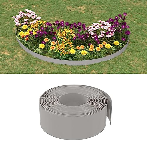 ZEYUAN Rasenkante Grau 10 m 20 cm Polyethylen, Beetumrandungen, Beeteinfassung, Grabumrandung, Zaun Garten, Beetabgrenzung, Beetzaun
