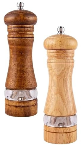 Pfeffermühle Gewürzmühle Salz- Und Pfeffermühlen-Set Aus Holz Mit Einstellbarer Grobheit, Nachfüllbare Salz- Und Pfefferstreuer Chilimühle Gewürzmühlen (Color : A, Size : 2pcs)