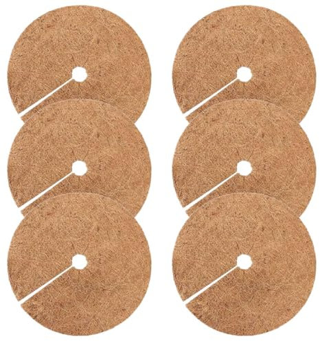 SEWOART 6stücke Kokosmatte Rund Blumentopf-mulchring Pflanzenabdeckungsmatte Fasermulchmatte Anti-Gras-ringmatte Für Garten Und Balkon Wasserverdunstung Verhindern Bodenfeuchtigkeit Erhalt