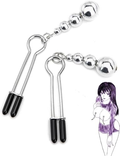 Fetisch Nippelklemmen, 1 Paar Einstellbare Nippel Klemmen, Erotik Spielzeug Für Frauen Und Männer Klammer Kette,Nippel Clamps Stimulation Set,BDSM Sexspielzeug Für Frauen und Männer (Silbrig)