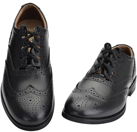 Ghillie Brogue 100 % cuir fabriqué en Écosse – Chaussures kilt noires pour homme et femme, tailles 39-48, semelle en caoutchouc, cadeau écossais, Noir , 42 2/3 EU