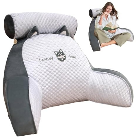 Almohada De Lectura En La Cama, Cojín De Lectura para Soporte De Respaldo De Cama con Brazo De Soporte Almohada De Respaldo Desmontable Almohada De Descanso De Soporte Lavable para Leer Relajarse