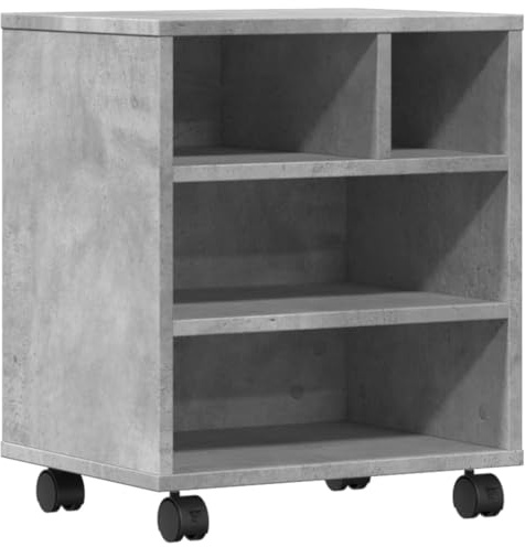 vidaXL Druckerständer, Druckerhalter mit Rollen, Druckertisch Druckerwagen für Büro Zuhause, Rollwagen Büroschrank Beistelltisch, Betongrau