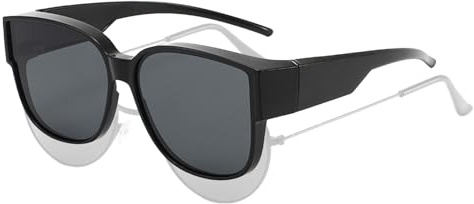 FUIPVGI Sonnenbrille für Damen Herren, Sonnenbrille für Brillenträger, Polarisiert Überzieh UV-Schutz Überbrille Sonnenbrille für Brillenträger, Sonnenbrille über Normale Brille Unisex (Schwarz)