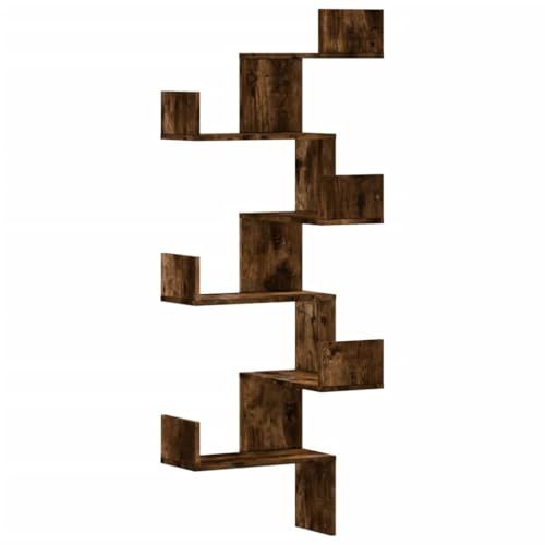 vidaXL Wand-Eckregal Räuchereiche 45x45x147 cm Holzwerkstoff