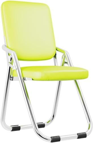 Klappstuhl, Klappstuhl, Innenbalkon, Lounge-Rückenlehne, Faltbarer Esszimmerstuhl für zu Hause, bequemer Büro-Computerstuhl, PU-Leder, Grün B, 46 x 55 x 86 cm
