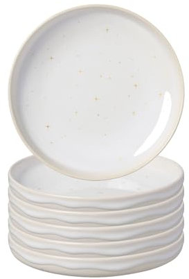 like. by Villeroy & Boch Winter Glow Dessertschalen 6er Set, 17 cm, Weihnachtliche Schale mit Effektglasur und Sternchen-Dekor, Premium Porzellan, Beige