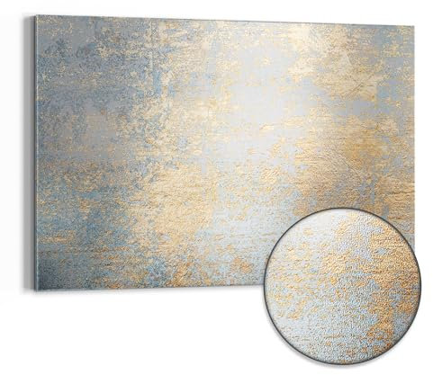 DEQORI Metall Magnettafel | 90x60 cm cm groß | Motiv Wand mit Gold-Struktur | Whiteboard für alle Magnete | Magnetboard Wand-Tafel für Küche & Büro | Design Magnetwand Pinnwand magnetisch