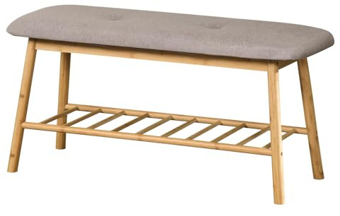 KARAT Panca per scarpe in bambù – Sedia in bambù per ingresso – Scarpiera da salotto spogliatoio – Scarpiera o scarpiera con facilità – 25,7 P x 70 L x 54,5 H cm, Montana