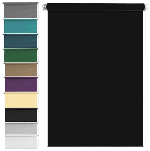 Temporäre Verdunkelungsrollos, 95 x 150 cm, einfache Montage, isoliert, UV-Schutz, kindersicher, ohne Bohren, Verdunkelungsvorhänge für Schlafzimmer, Fenster und Tür, Maßanfertigung, mit Beschlägen,