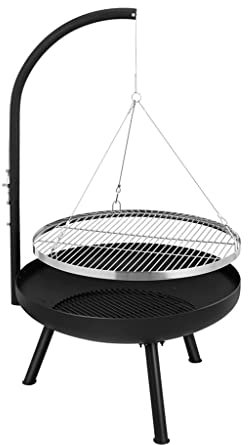 XZHOOQP Barbecue da Esterno Barbecue da Esterno Braciere Ciotola Treppiede Appeso Griglia Girevole Regolabile per Campeggio