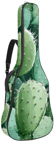 Gitarrentasche in voller Größe, wasserdichte Gitarren-Abdeckung, Tragetasche für akustische klassische E-Gitarren, grünes Kaktusblumen-Rosenmuster, Mehrfarbig 04, 42.9x16.9x4.7 in, Lässiger