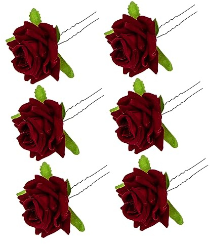 Beaupretty 6 Pièces fourche à cheveux rose bal de cheveux en forme de U rubans à cheveux pour les filles Diadèmes tu fourches à cheveux accessoires de cheveux pour femmes en tissu rouge