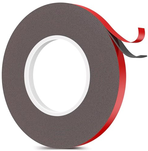 IUHRIE Ruban Adhésif Double Face Extra Fort,10mm x 10m,Résistant à la Chaleur et Imperméable,Pour Voiture,Moulure,LED,Décoration Murale et Bureau,Adhésif Multifonction