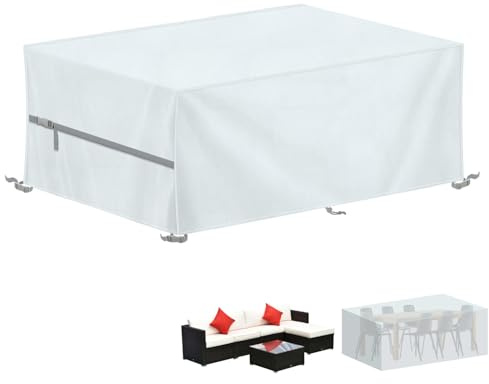 LAMUNI Fundas Muebles Exterior Funda Mesa Jardin Impermeable Cubierta de Muebles de Exterior 420D Tela Oxford Cubierta de Mesa Funda Sofa Jardin Rectangular Funda para Muebles de Jardín, 220x90x80cm