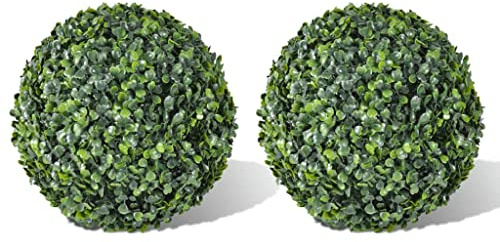 AJJHUUKI Decor-Artificial Flora-Buchsbaumkugel Kunstblatt Formschnittkugel 35 cm 2 Stück