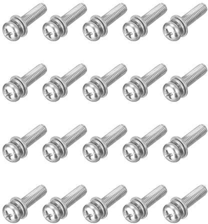QUARKZMAN 20 Stück Linsenkopfschrauben Kreuzschlitz M5 x 20mm Rundkopfschrauben mit Federring und Unterlegscheiben, 304 Edelstahl Gewindeschrauben für Holz Weichmetall Reparatur