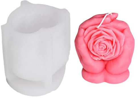 3D Silikonform Kerzenform Blume Kerzengießformen,Silikonform für Rosen mit Händen,Kerzen Formen Silikon Rosen Silikonformen Gießform,Rose Blume Kerzen Formen für Seife Aromatherapie DIY Dekor (01)